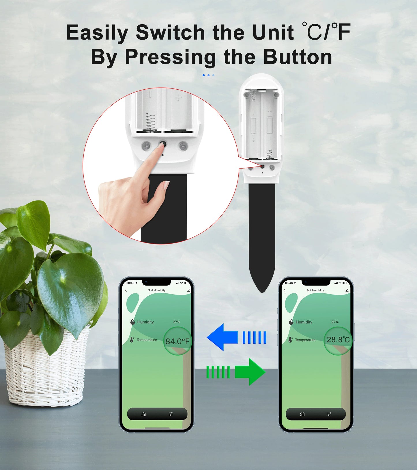 GIRIER Smart Bluetooth Soil Moisture Meter for Smart Gardening