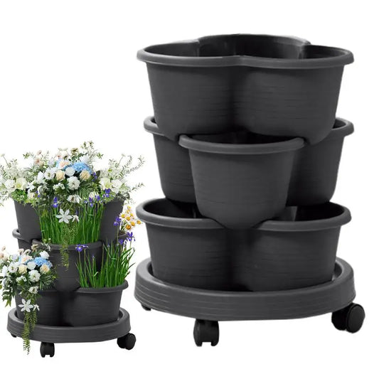 3 Tiers Vertical Tower Stackable Pot Strawberry Planter for Easy Home Gardening