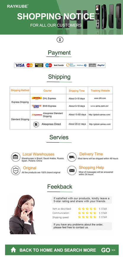 RAYKUBE Tuya Wifi Smart Lock H4 - Keyless Access Solution