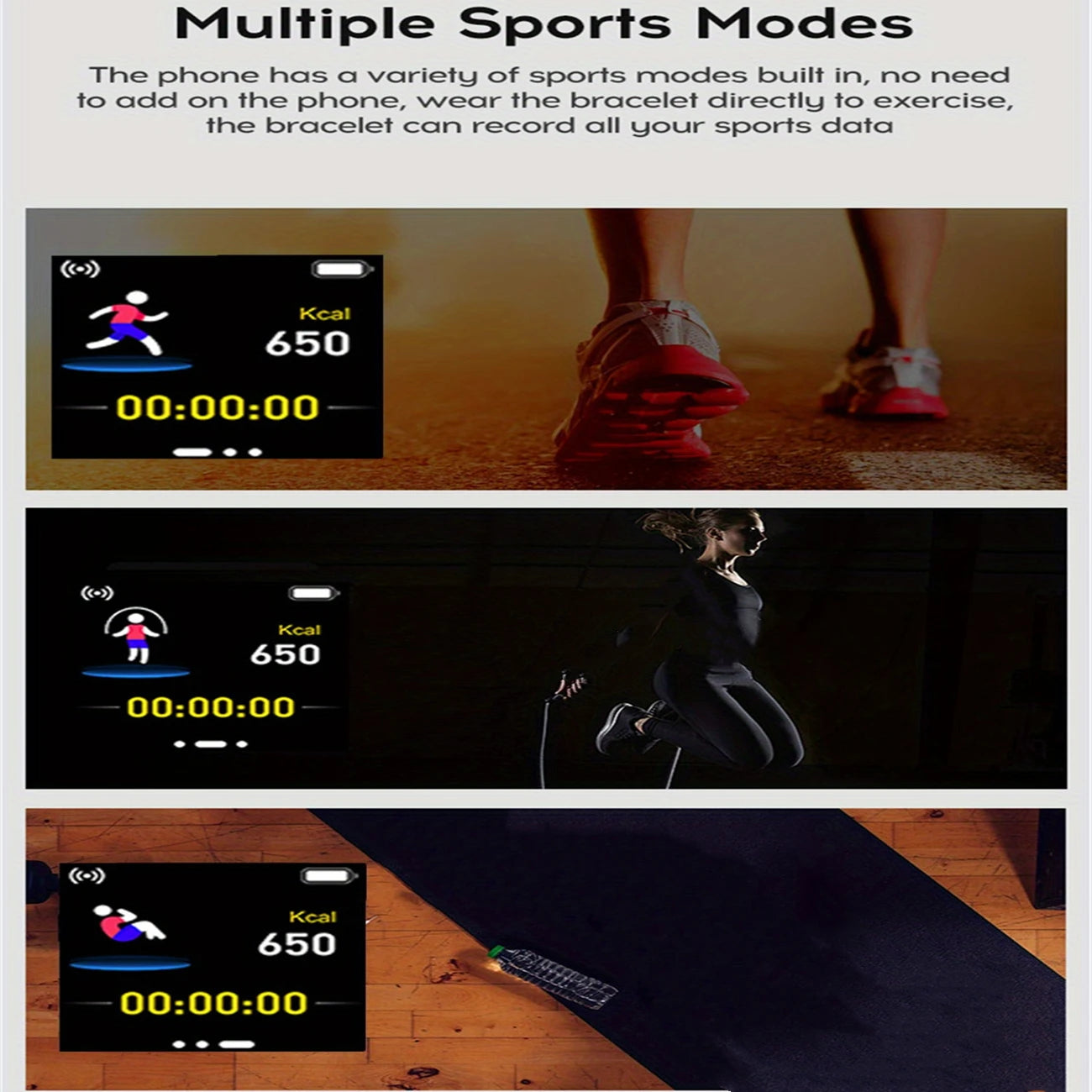 Meet your ideal fitness partner: the Smart Watch for Men & Women. Enjoy its multi-sport modes like running and yoga, control music via Bluetooth while jumping rope, and track calories and time effortlessly on a sleek interface.