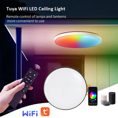 Tuya WiFi LED-taklampe - dimbar RGB smart belysning