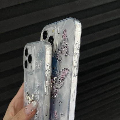 Étui de luxe pour iPhone avec chaîne pailletée en forme de papillon