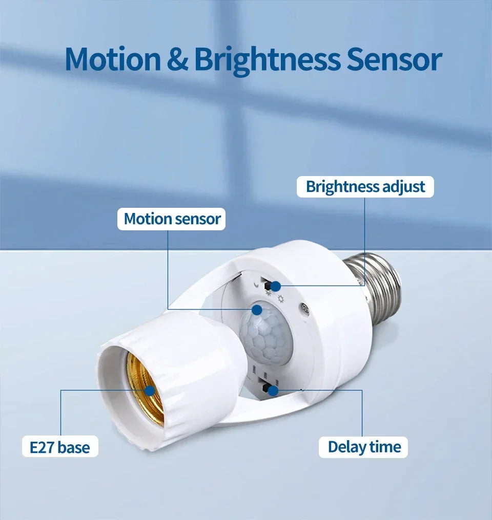 Smart LED Bulb Switch with 360° PIR Motion Detection