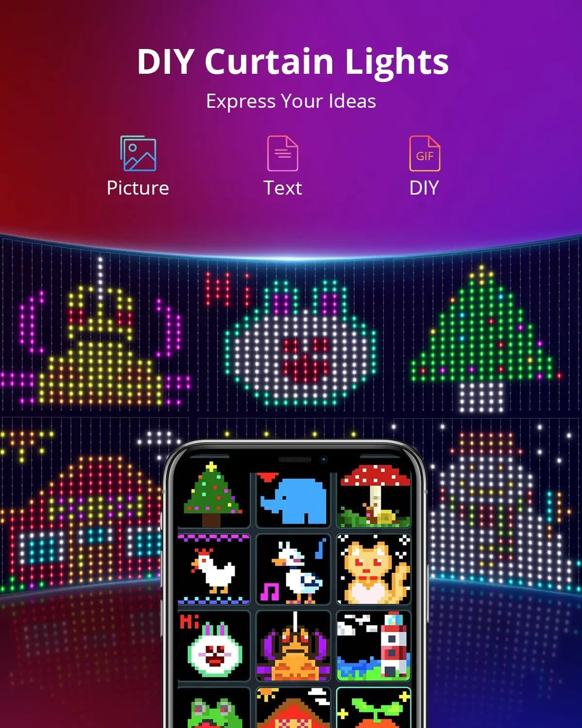 Tenda luminosa a LED intelligente MIMIRG - Magia del colore controllata tramite APP