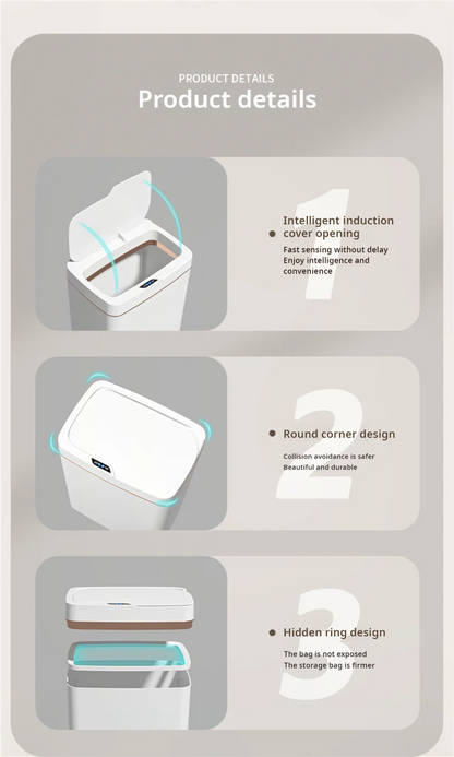 Smart Bathroom Trash Can with Automatic Bagging