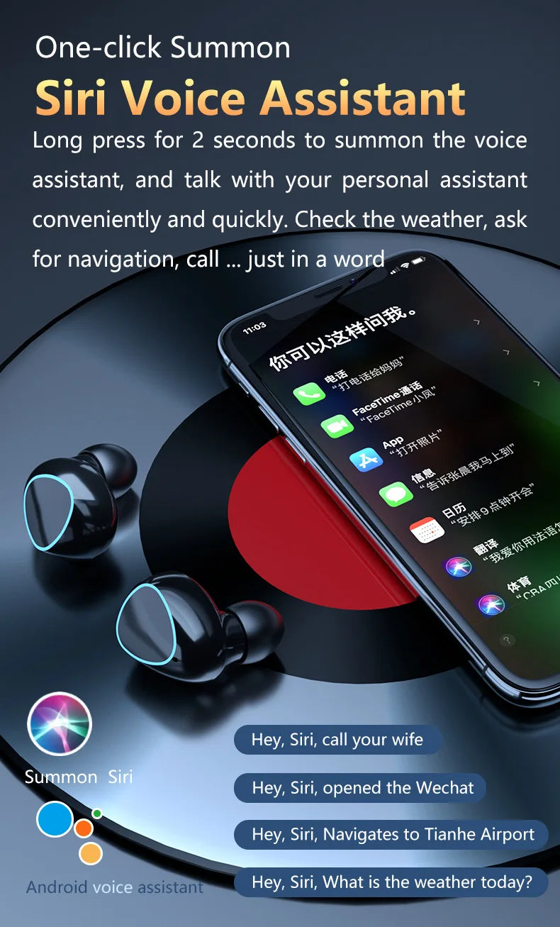 Słuchawki Bluetooth M10 z redukcją szumów i sterowaniem dotykowym