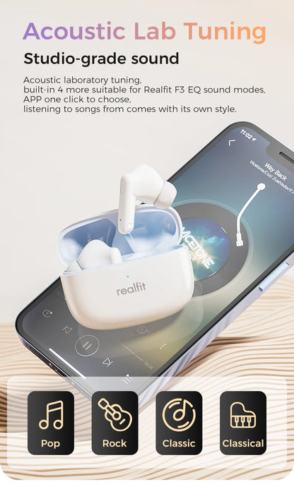 Realfit F3 ANC Bluetooth-Kopfhörer mit HiFi-Stereoklang