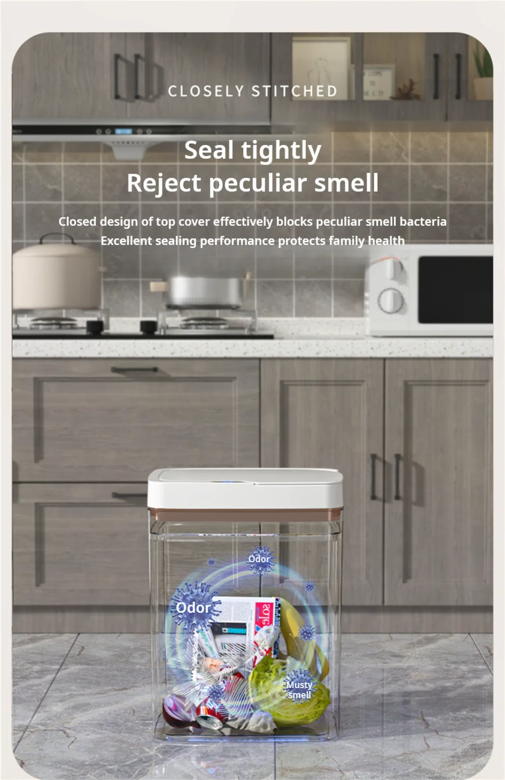 Smart Bathroom Trash Can with Automatic Bagging