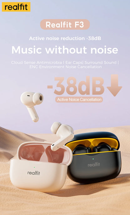 Realfit F3 ANC Bluetooth-Kopfhörer mit HiFi-Stereoklang