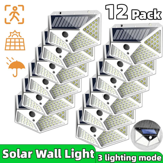 IWPC 100 LED Solar Motion Sensor Lights - Waterproof Outdoor Security Lighting