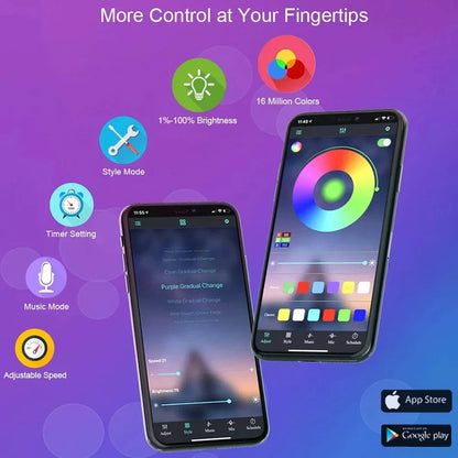 Smart RGB LED-stripelys med Bluetooth-appkontroll