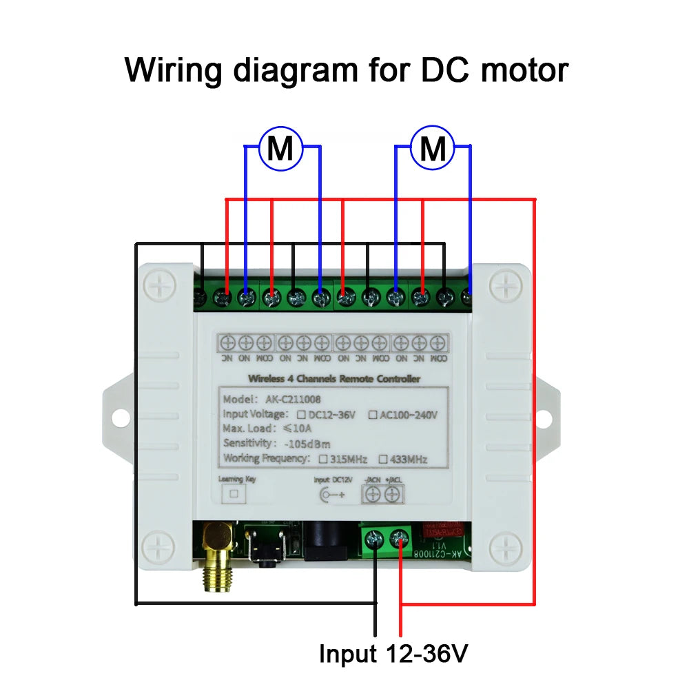 Smart 4 Channel RF Relay Switch - 10A Remote Control