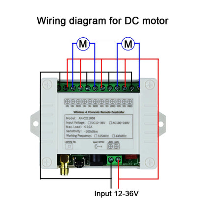 Smart 4 Channel RF Relay Switch - 10A Remote Control
