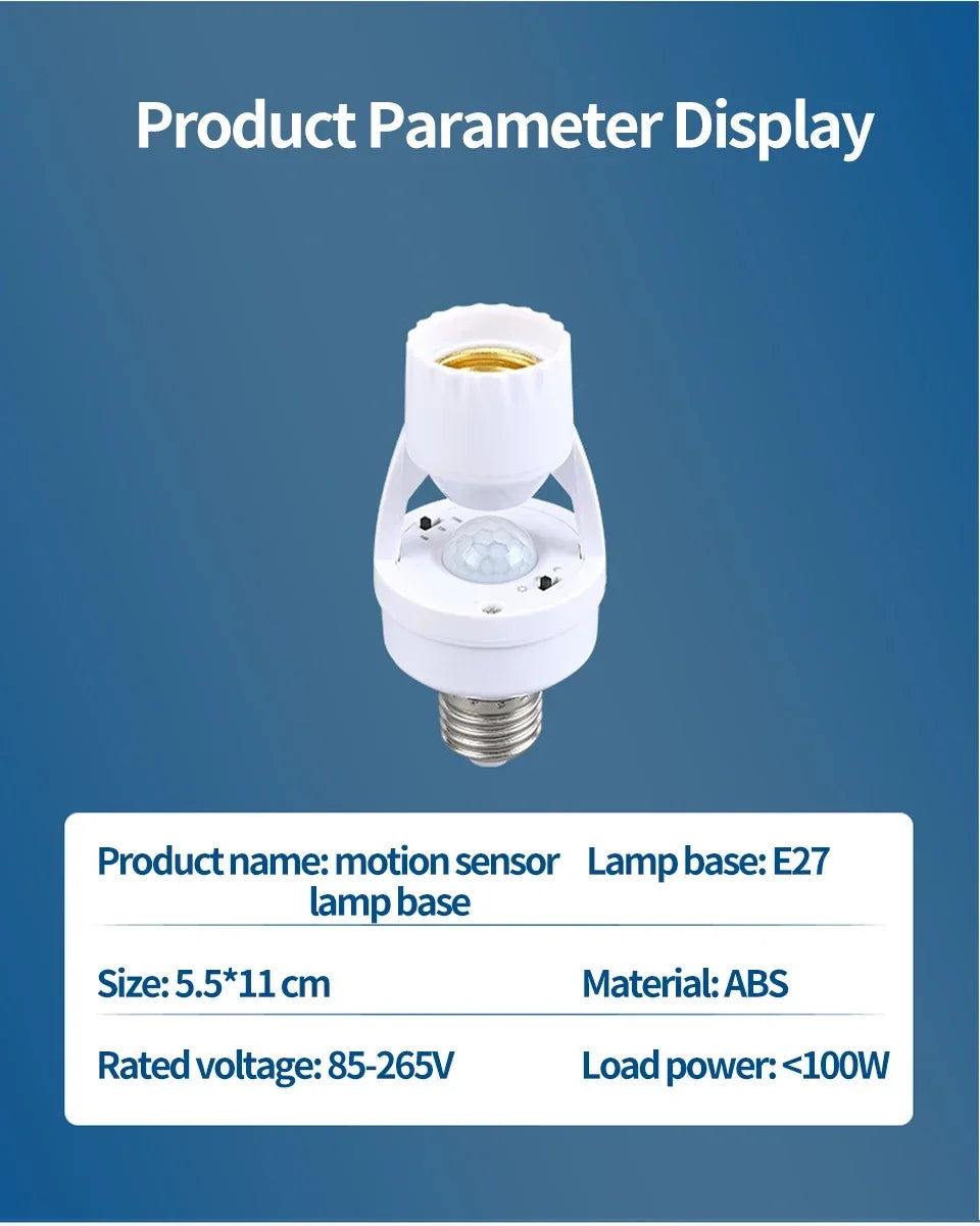 Smart LED Bulb Switch with 360° PIR Motion Detection