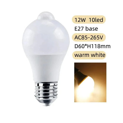 Lampadina LED con sensore di movimento PIR intelligente - Risparmio energetico 12W