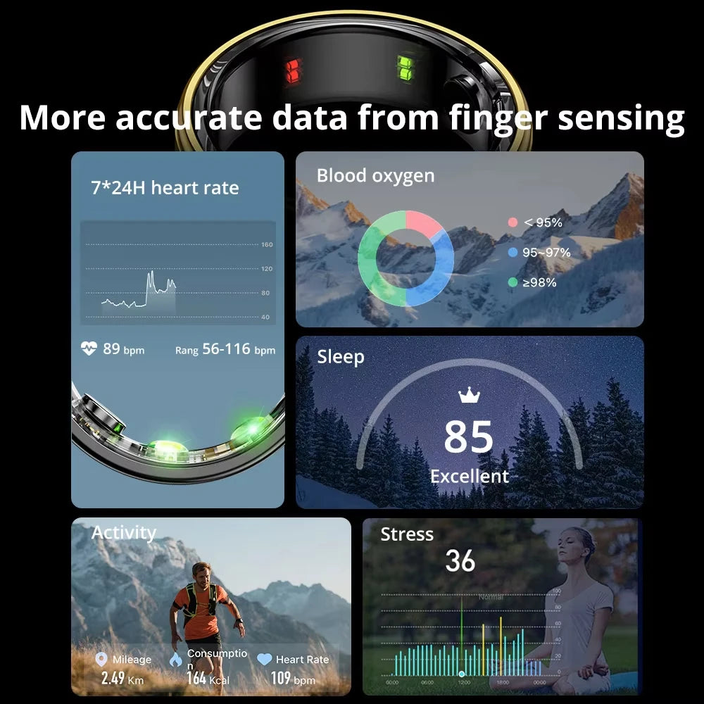 Smart ring aktivitetsmåler - vanntett og multi-sport helse
