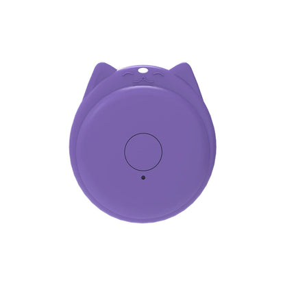 The Seamopar Mini GPS Tracker is a purple, cat-faced gadget with subtle features hiding the tracker. A central black button with a dot below triggers anti-theft alerts. This compact device has a smooth, minimalistic design perfect for maintaining security discreetly.