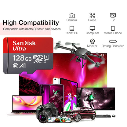 Carte microSD SanDisk 128 Go - Vitesse A1 pour des performances rapides