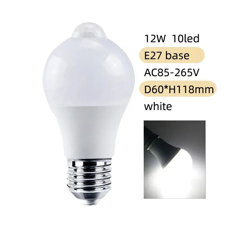 Lampadina LED con sensore di movimento PIR intelligente - Risparmio energetico 12W