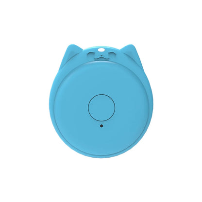 The Seamopar Mini GPS Tracker, a blue round device resembling a pet collar with ear-like protrusions, features a central button and LED indicator. This compact anti-lost Bluetooth key finder ensures anti-theft alerts to secure your belongings.