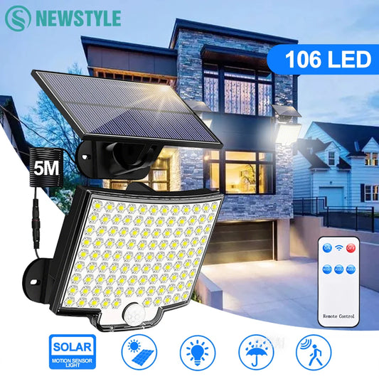 Newstyle Solar Flood Lights with Motion Sensor, Waterproof