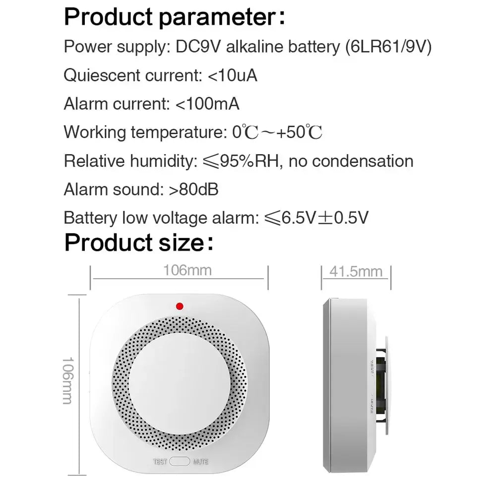 Haozee Smart Zigbee/WiFi Smoke Detector with APP Alerts (Détecteur de fumée intelligent Zigbee/WiFi avec alertes APP)