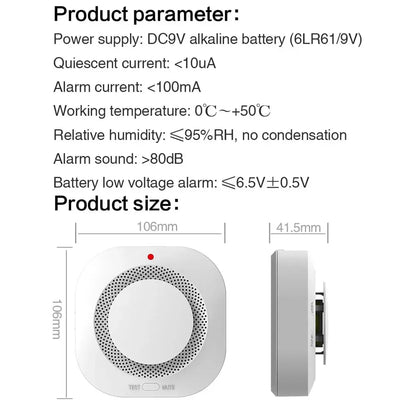 Haozee Smart Zigbee/WiFi Smoke Detector with APP Alerts (Détecteur de fumée intelligent Zigbee/WiFi avec alertes APP)