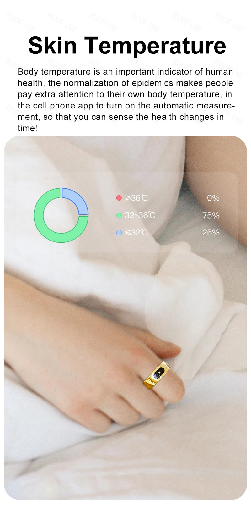 RUOFINE Smart Ring R08 - Bluetooth Blood Pressure Tracker